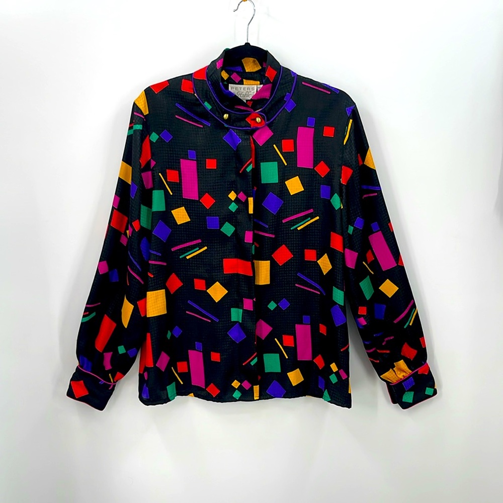 Vintage PETERS & ASHLEY Colorblock Geometric Blouse